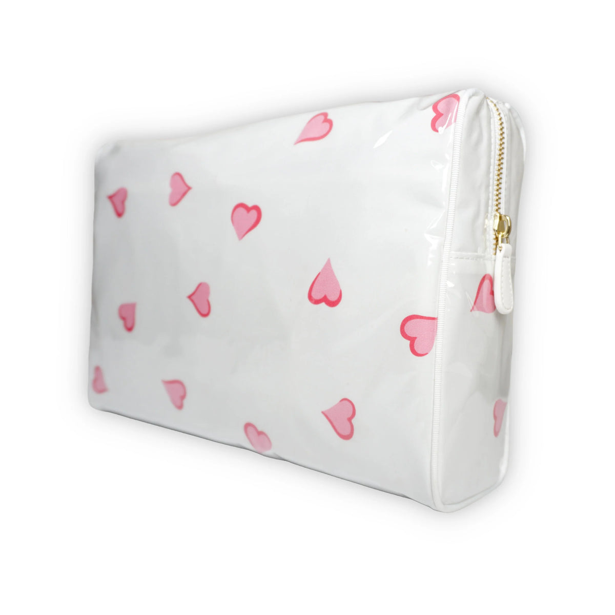 Coeurs Pink Large Vinyl Cosmetic Bag