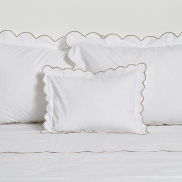 White with Sand Scalloped Bias