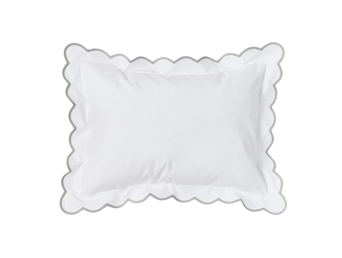 White with Light Grey Scalloped Bias