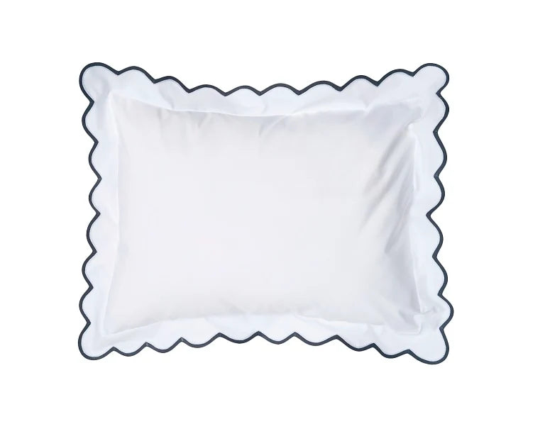 White with Dark Grey Scalloped Bias