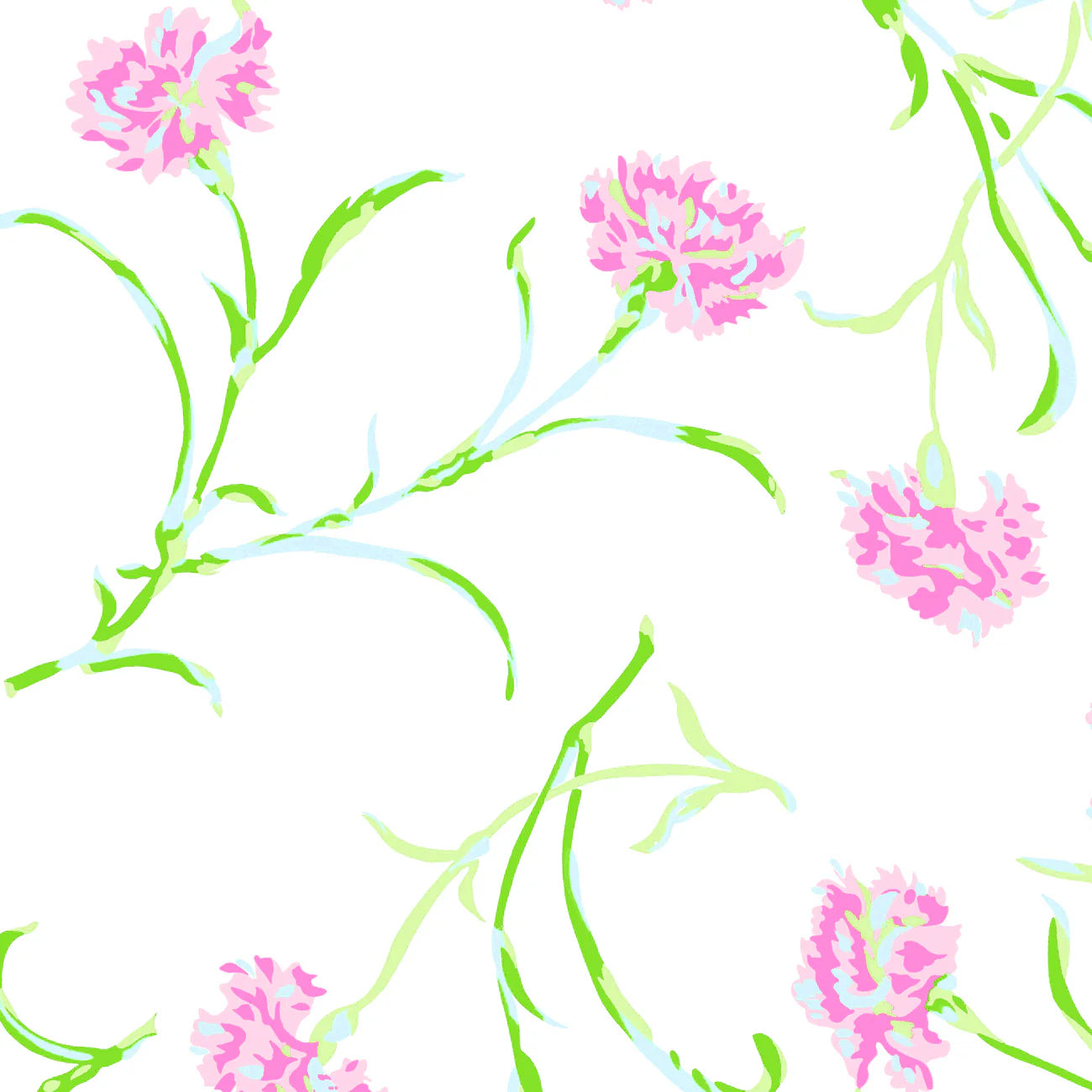 Carnations Pink, Green & Blue