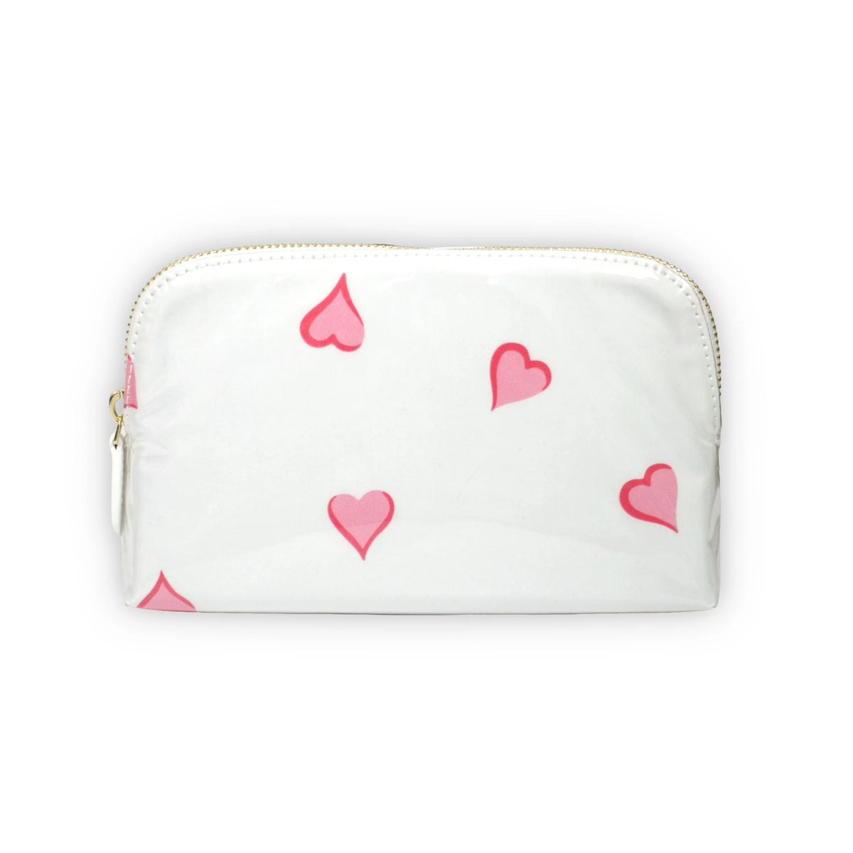 Coeurs Pink Small Vinyl Cosmetic Bag