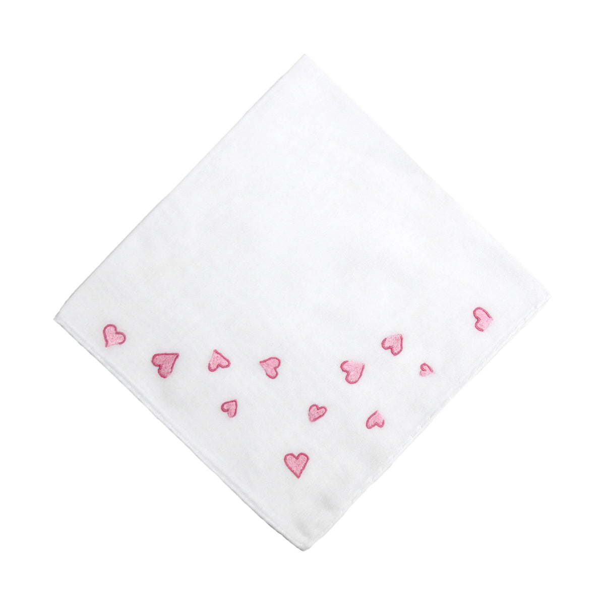Embroidered Coeurs Pink Handkerchief
