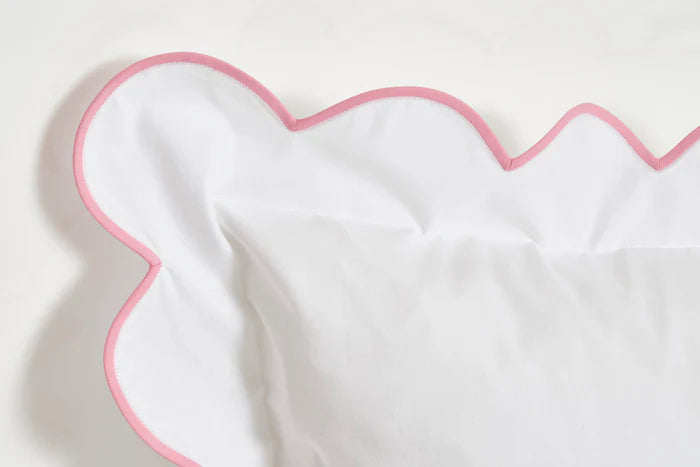 White with Light Pink Scalloped Bias