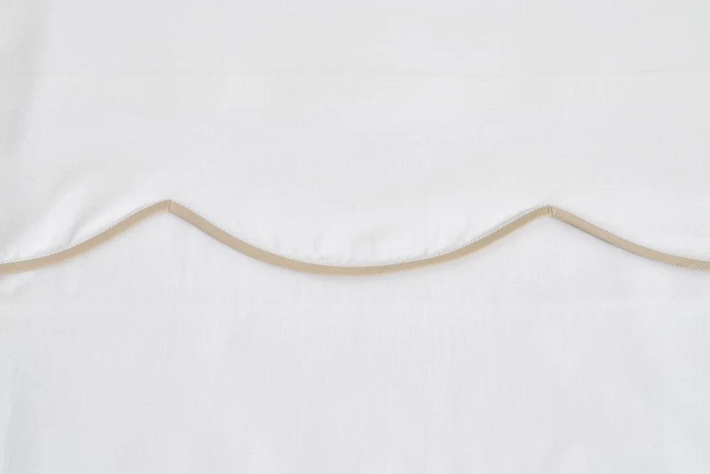 White with Sand Scalloped Bias