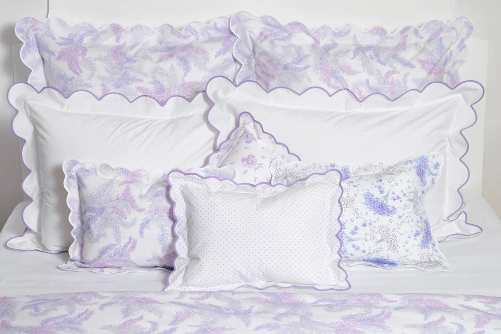 Blanc - Biais festonné Lilas