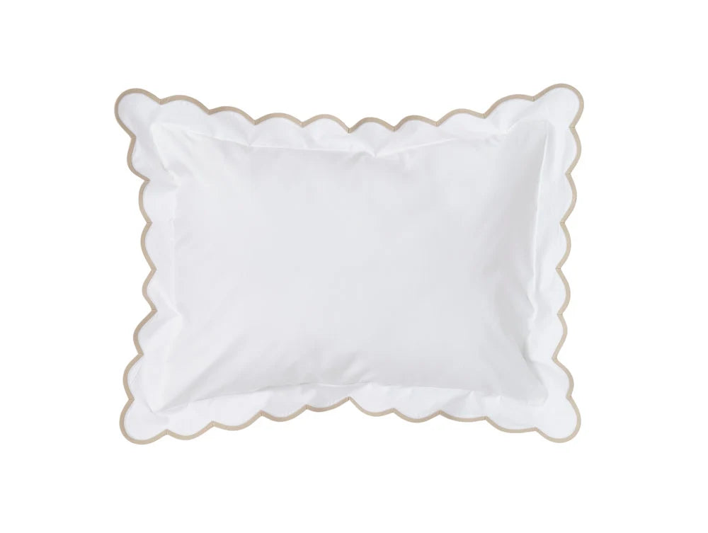 White with Sand Scalloped Bias