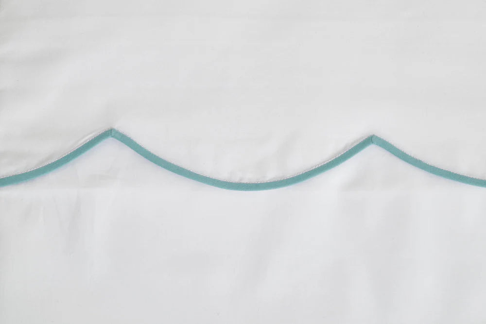 Blanc - Biais festonné DP bleu