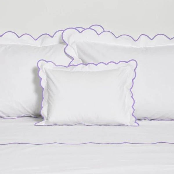 White with Lilac Scalloped Bias