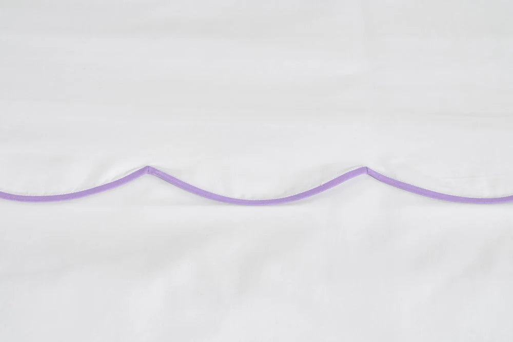 Blanc - Biais festonné Lilas
