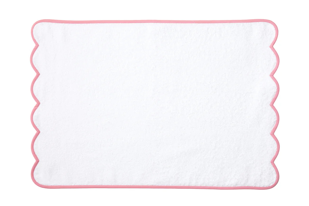 Blanc – Biais festonné rose
