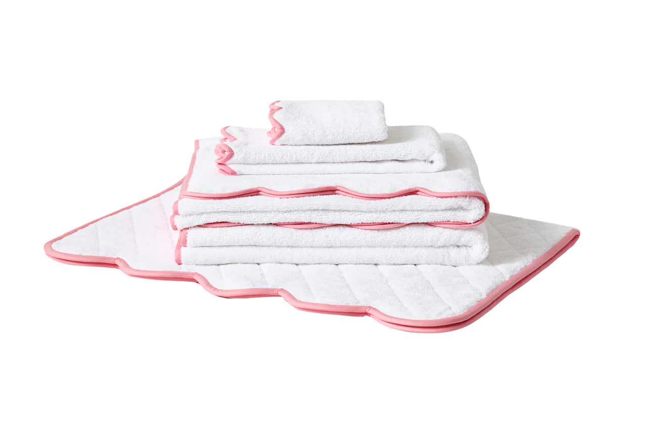 Blanc – Biais festonné rose