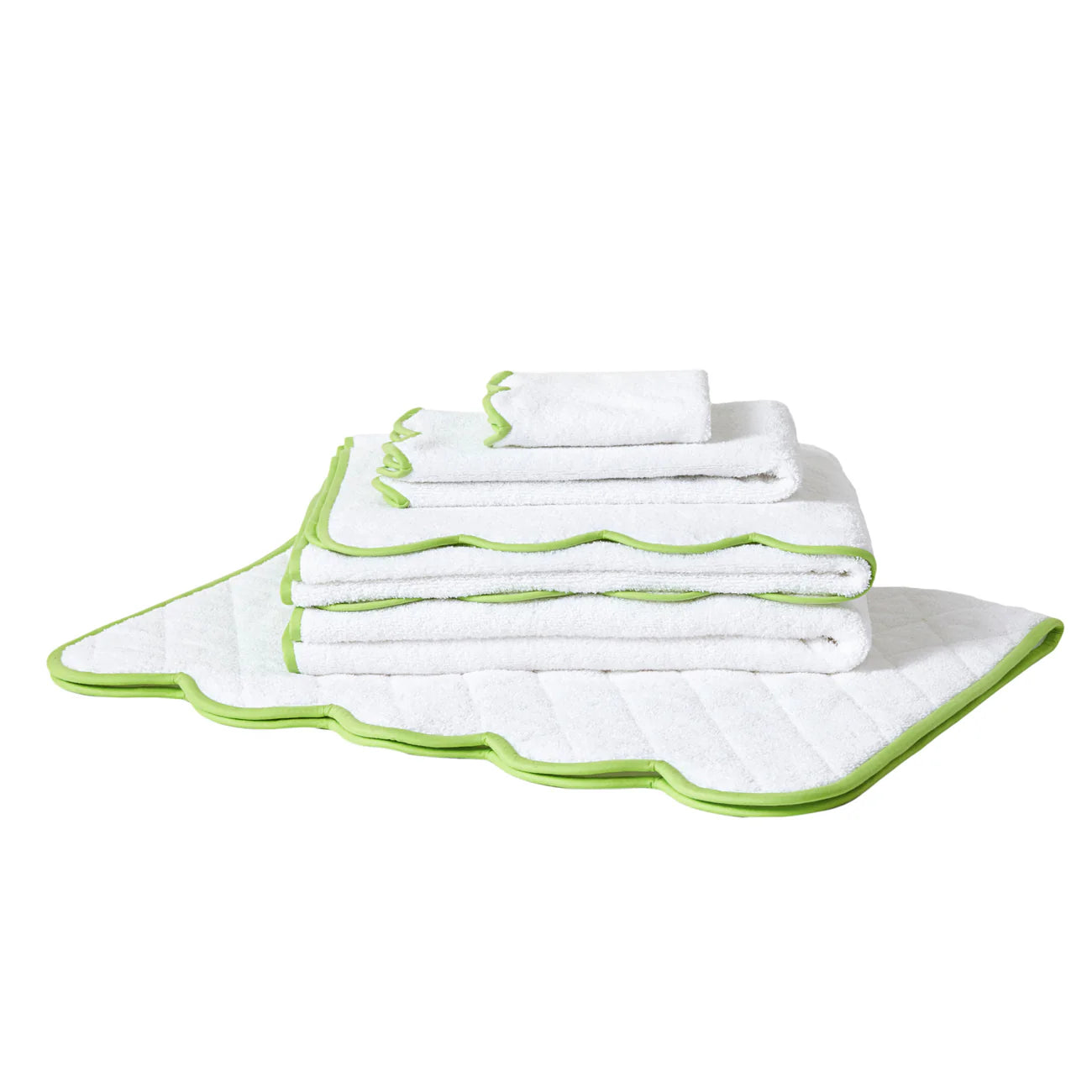 Blanc – Biais festonné vert anis