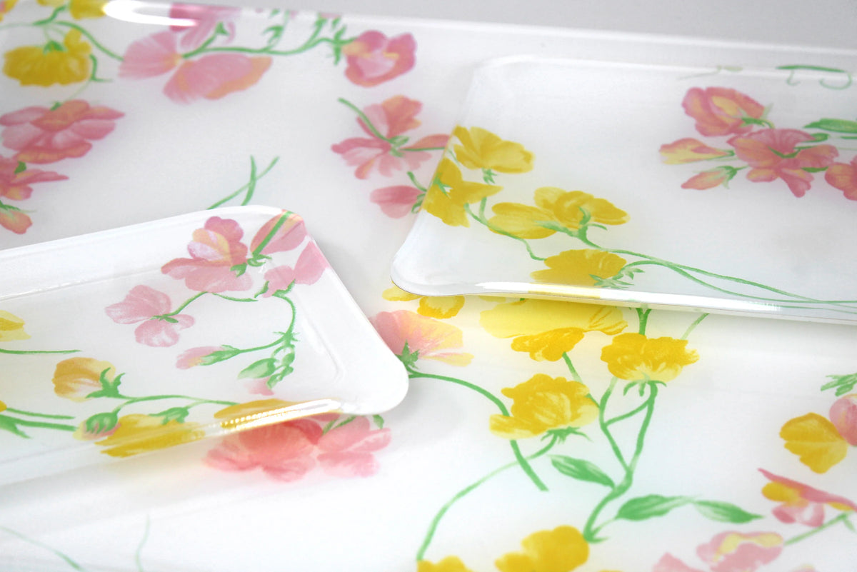 Pois de Senteur Pink/Yellow Laminated Trays