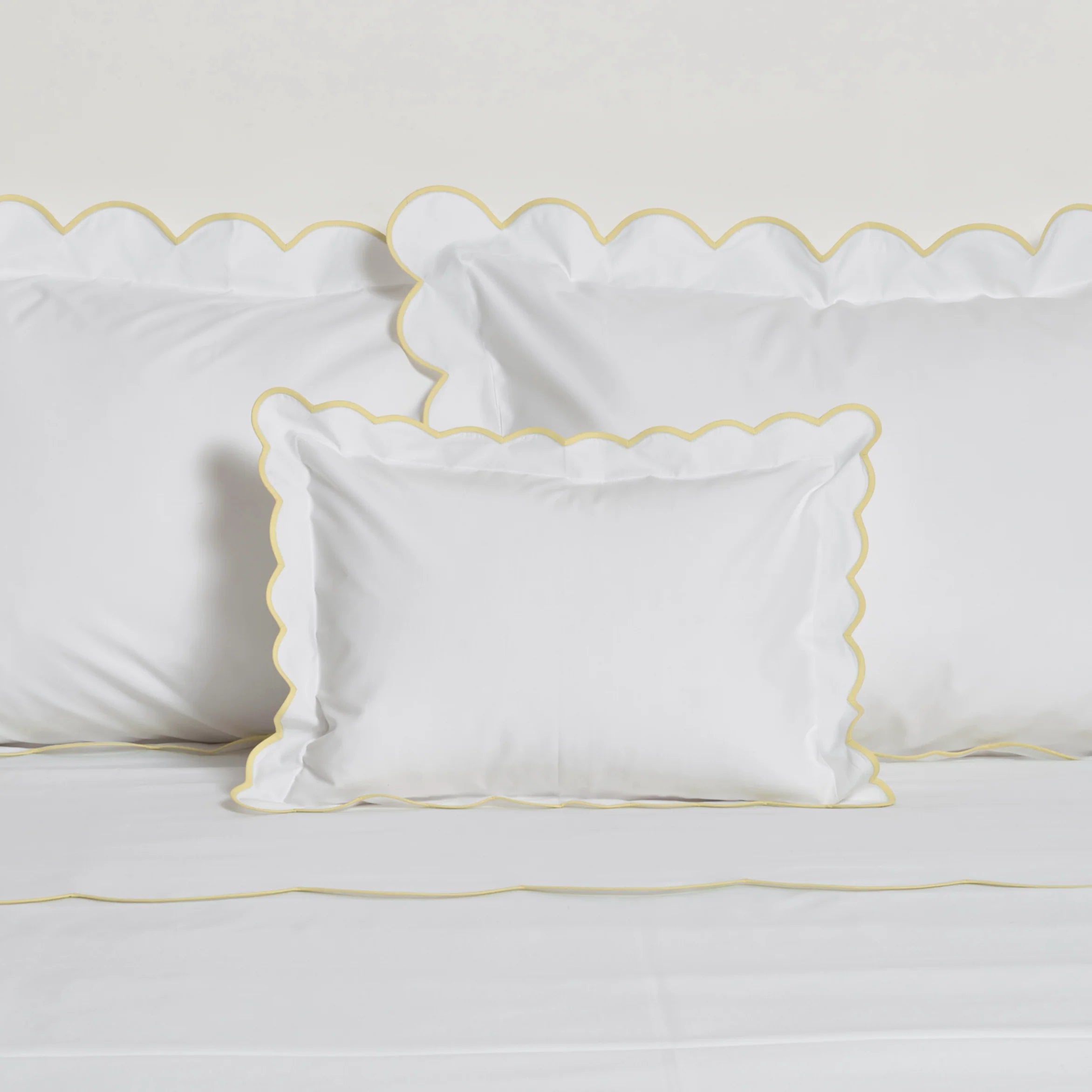 White with Yellow Scalloped Bias