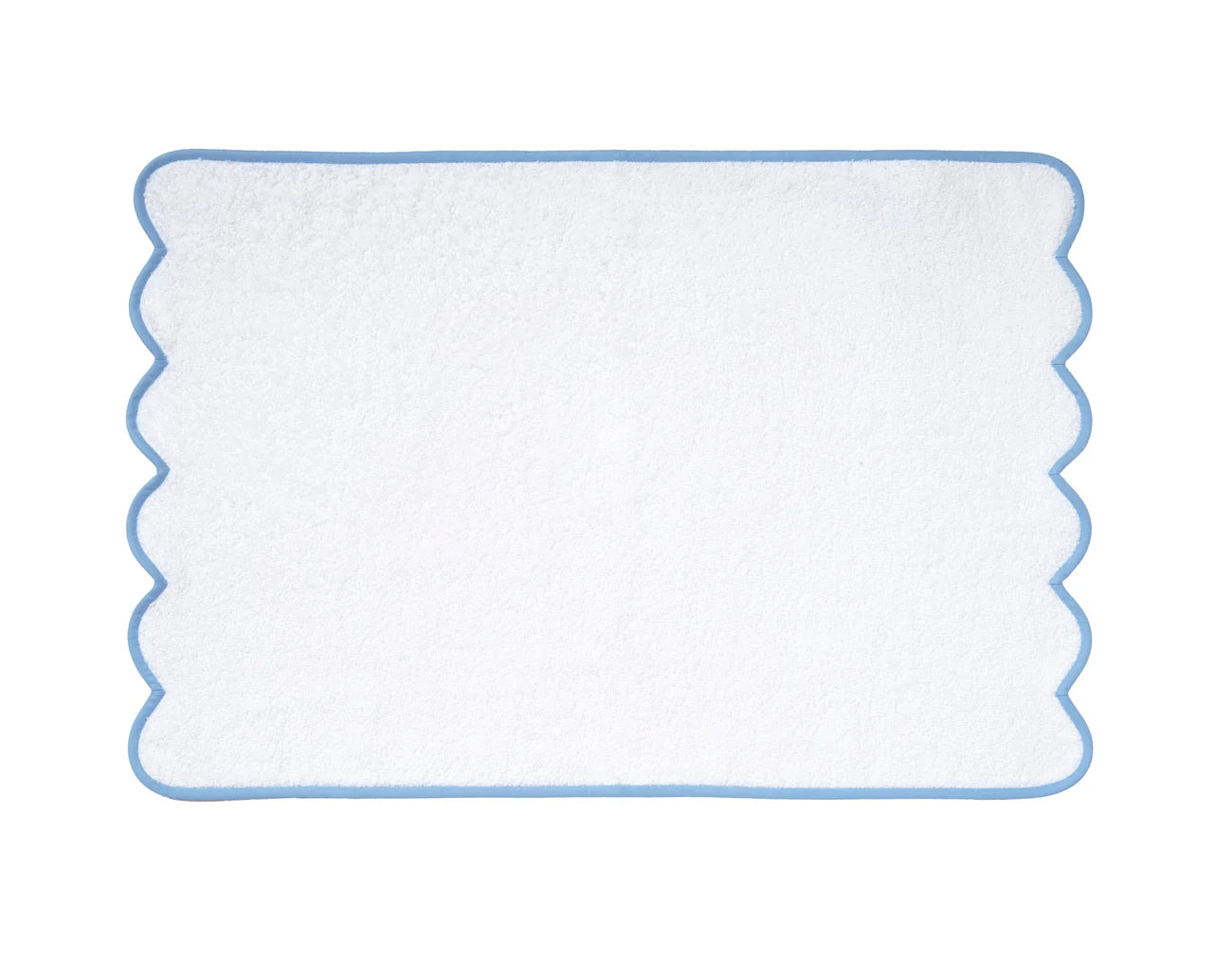Blanc – Biais festonné bleu clair